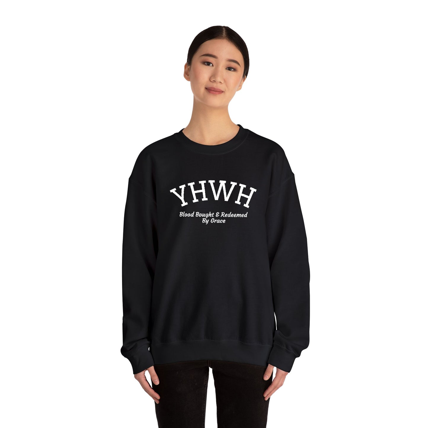 YHWH Scripture Crewneck Sweatshirt — Faith-Based Christian Pullover