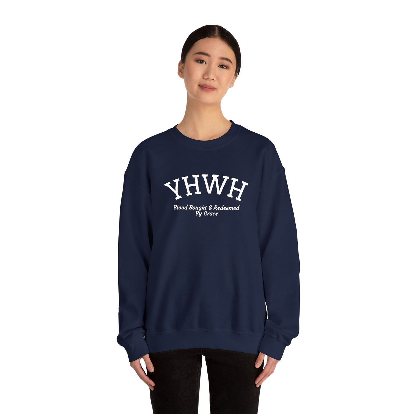 YHWH Scripture Crewneck Sweatshirt — Faith-Based Christian Pullover
