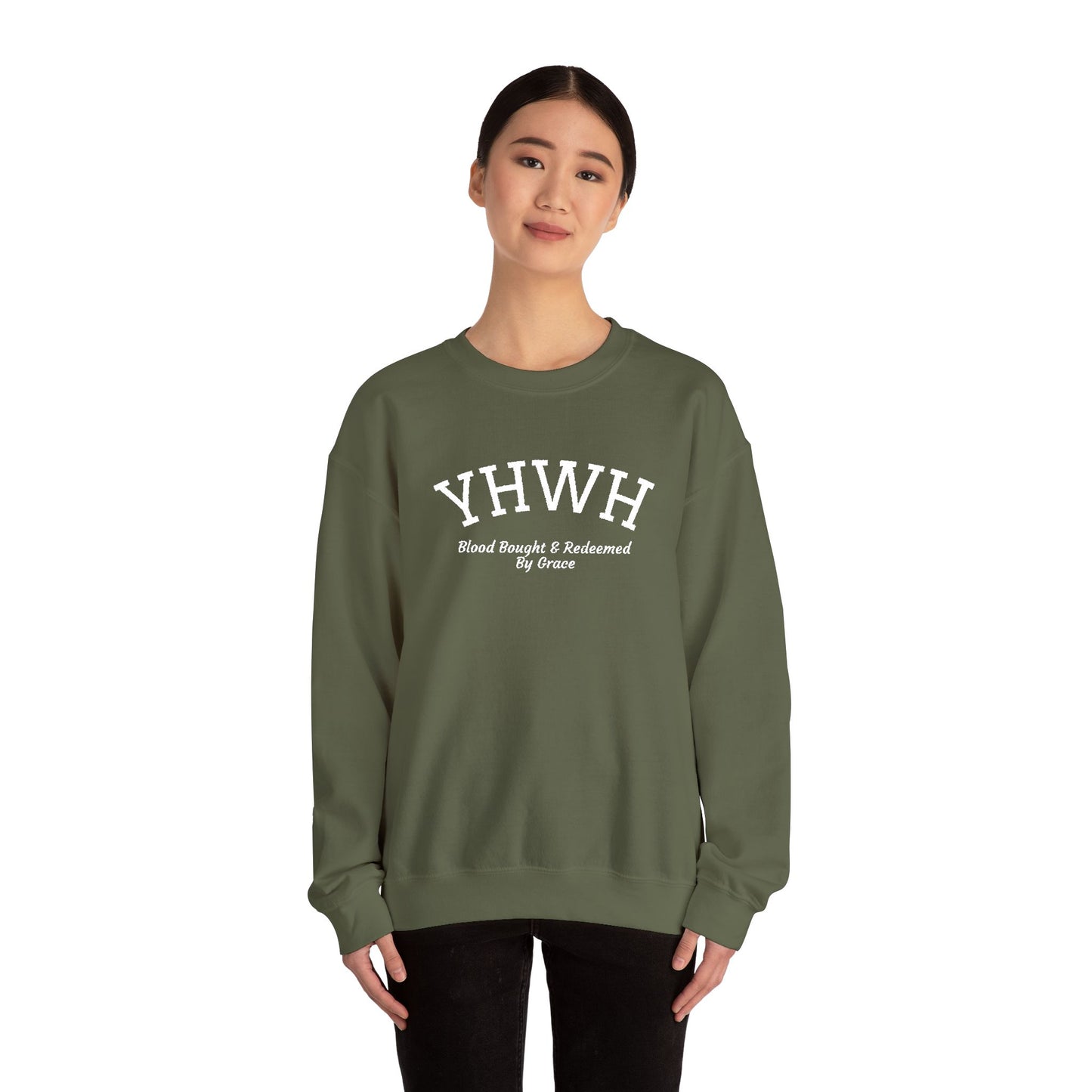 YHWH Scripture Crewneck Sweatshirt — Faith-Based Christian Pullover