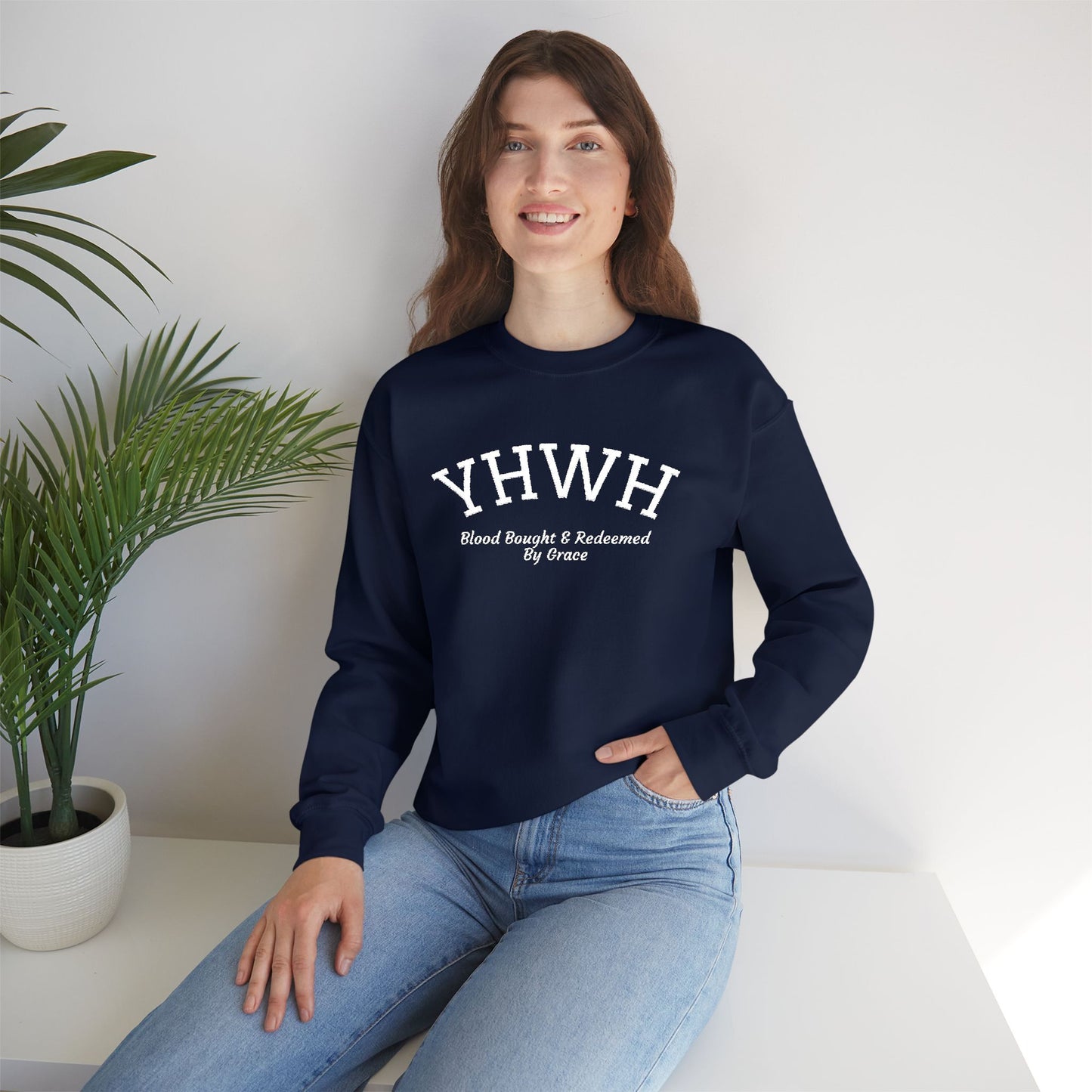 YHWH Scripture Crewneck Sweatshirt — Faith-Based Christian Pullover