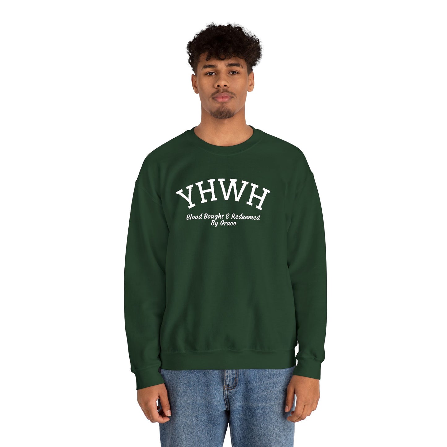 YHWH Scripture Crewneck Sweatshirt — Faith-Based Christian Pullover