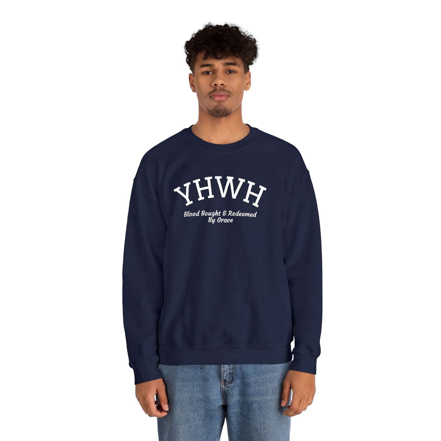 YHWH Scripture Crewneck Sweatshirt — Faith-Based Christian Pullover