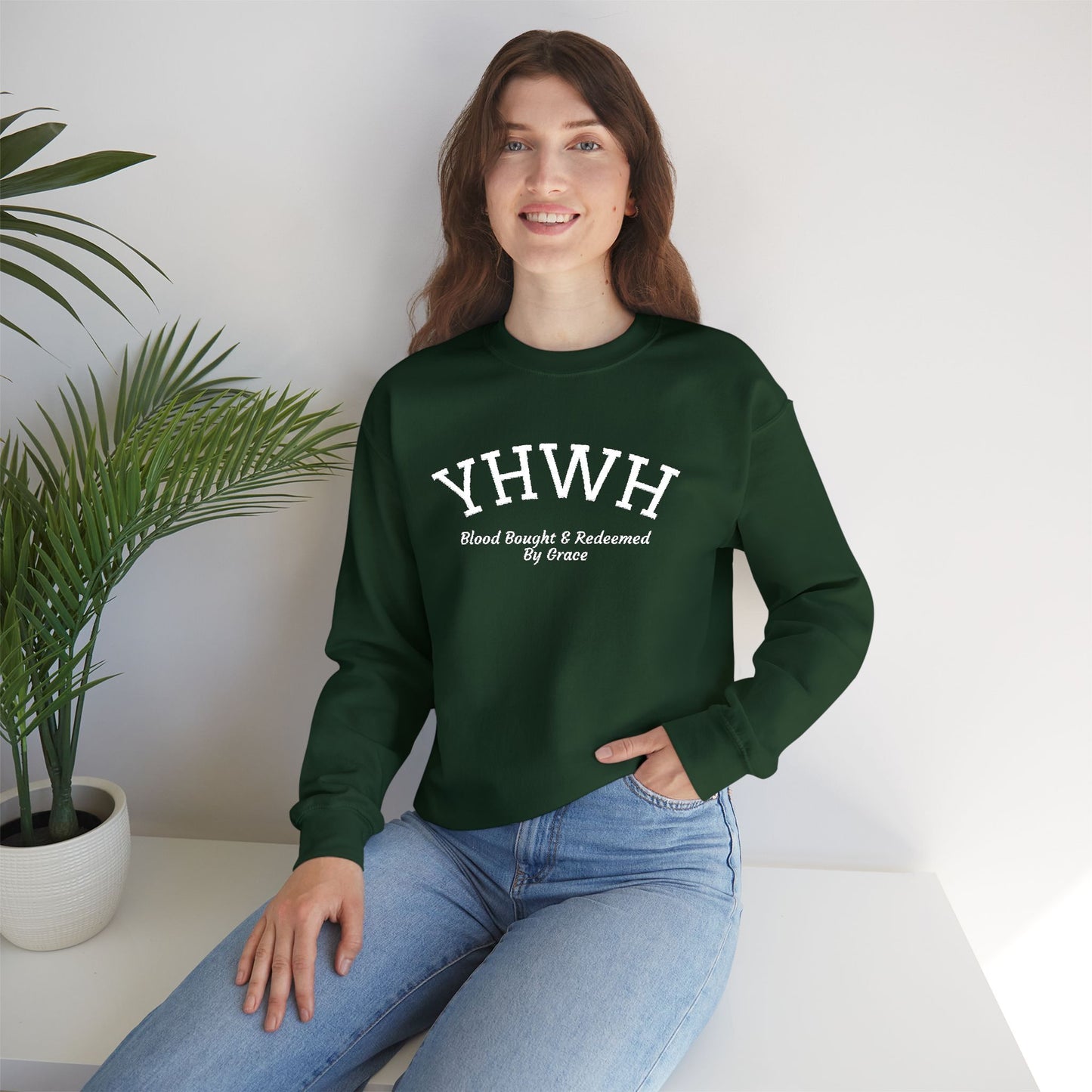 YHWH Scripture Crewneck Sweatshirt — Faith-Based Christian Pullover
