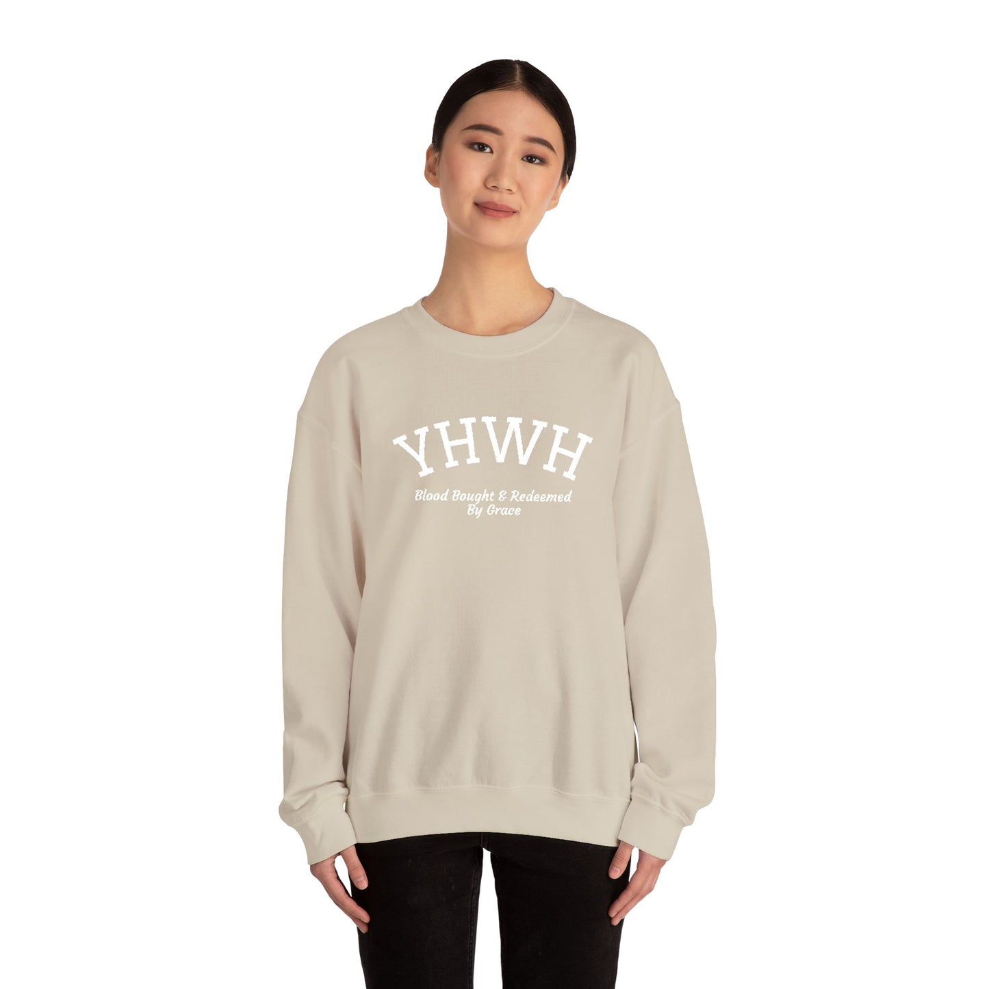 YHWH Scripture Crewneck Sweatshirt — Faith-Based Christian Pullover
