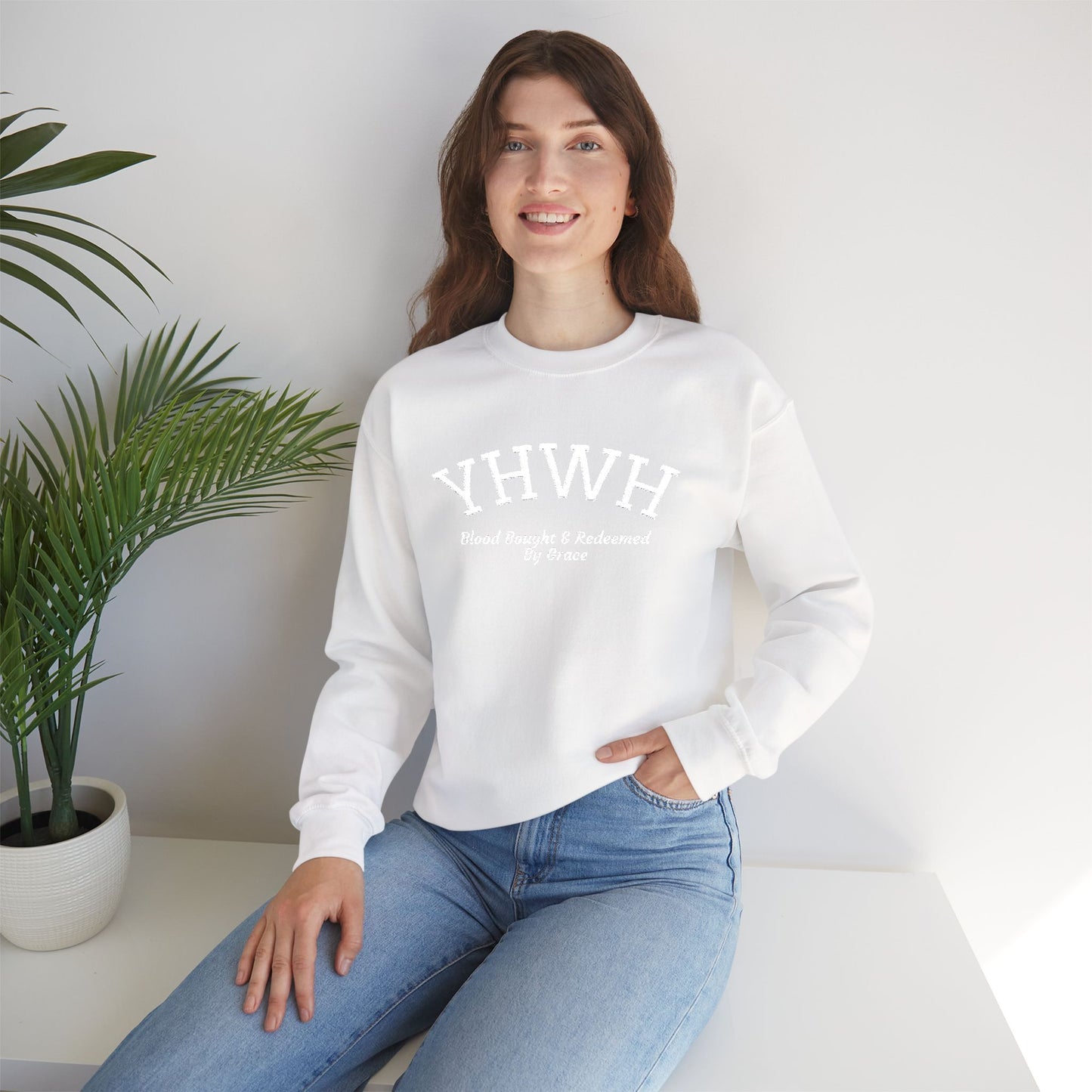YHWH Scripture Crewneck Sweatshirt — Faith-Based Christian Pullover