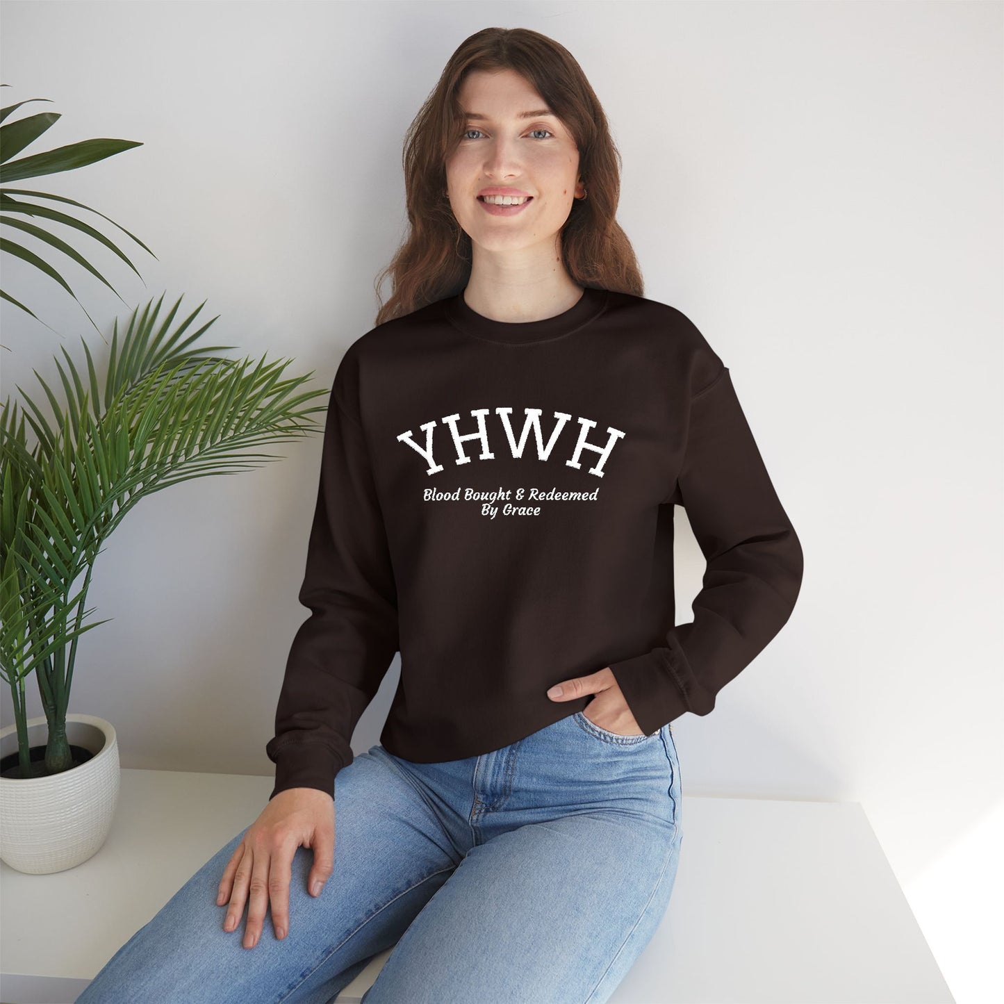 YHWH Scripture Crewneck Sweatshirt — Faith-Based Christian Pullover
