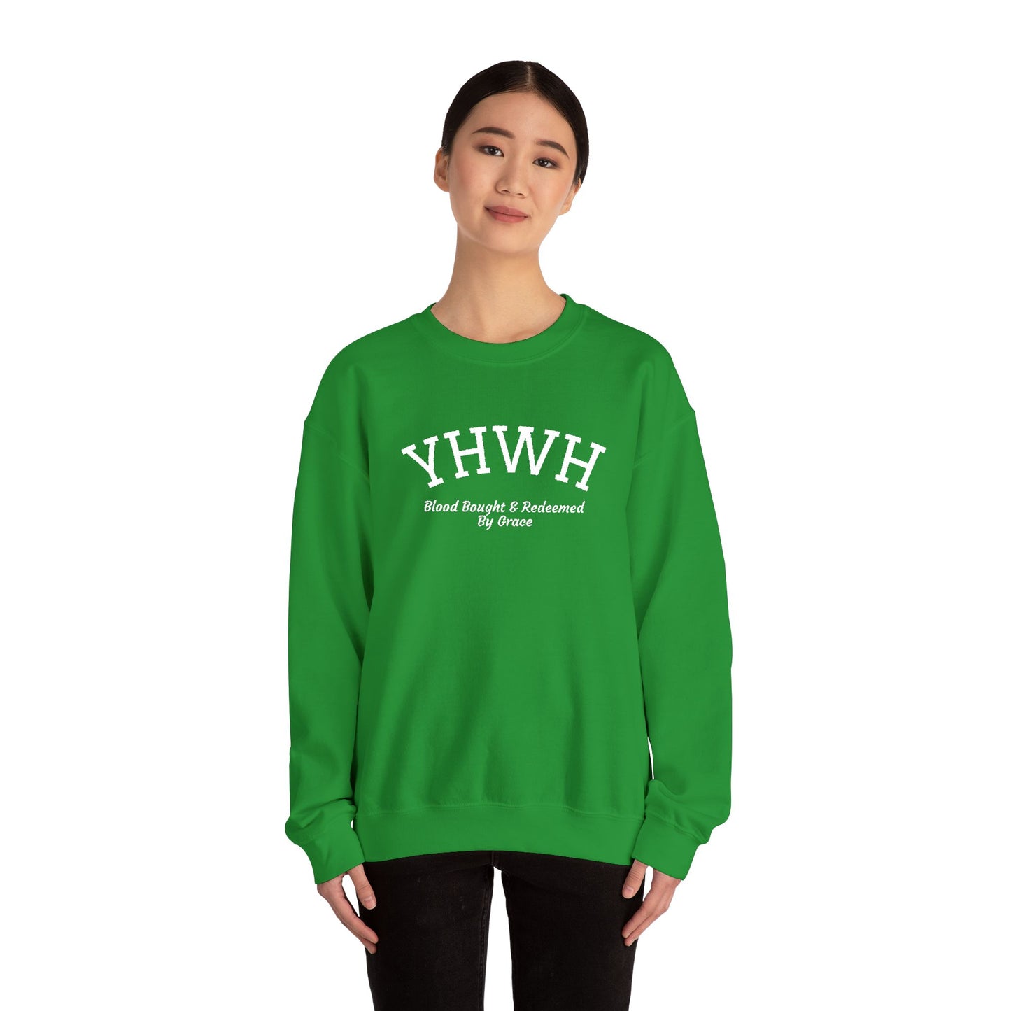 YHWH Scripture Crewneck Sweatshirt — Faith-Based Christian Pullover
