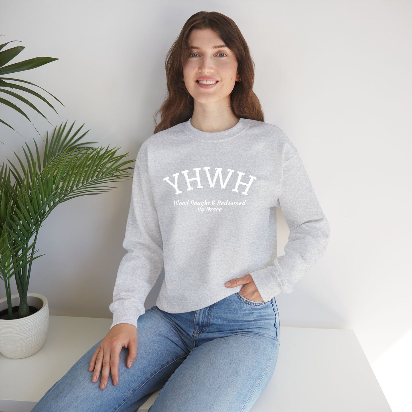 YHWH Scripture Crewneck Sweatshirt — Faith-Based Christian Pullover