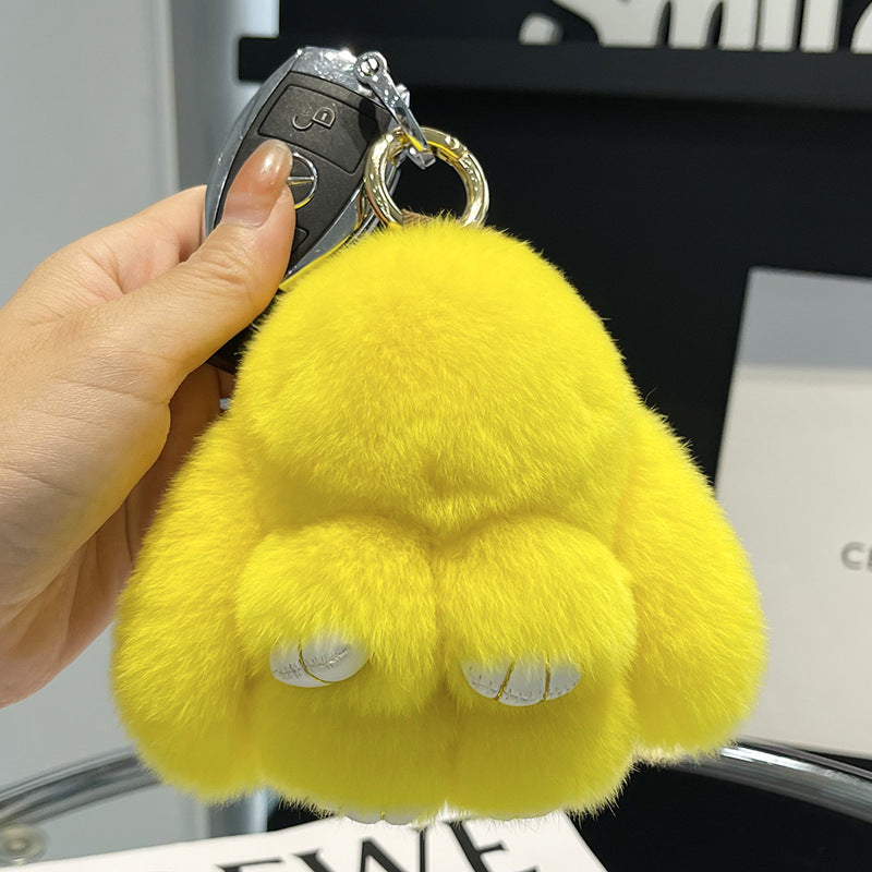 Cute Rex Rabbit Fur Mini Bag Plush Keychain