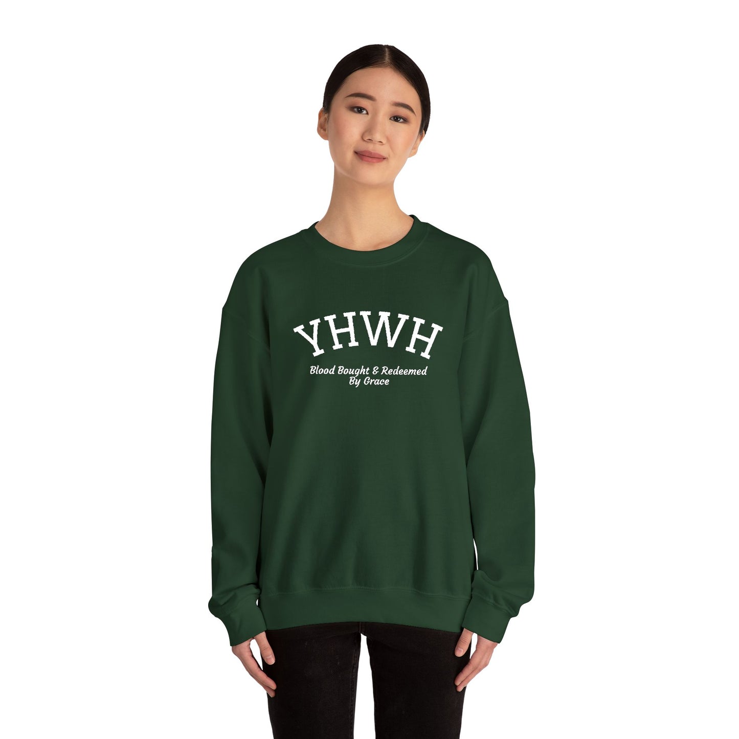 YHWH Scripture Crewneck Sweatshirt — Faith-Based Christian Pullover