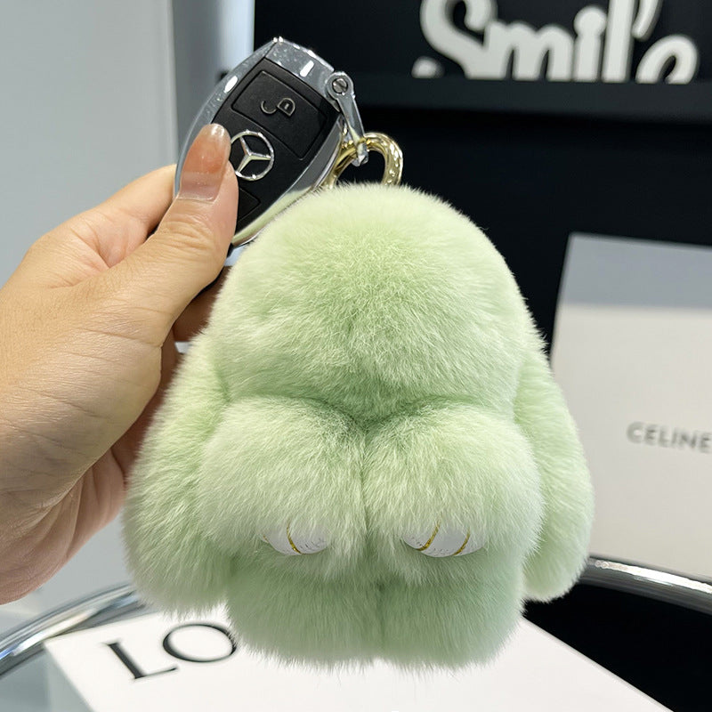 Cute Rex Rabbit Fur Mini Bag Plush Keychain