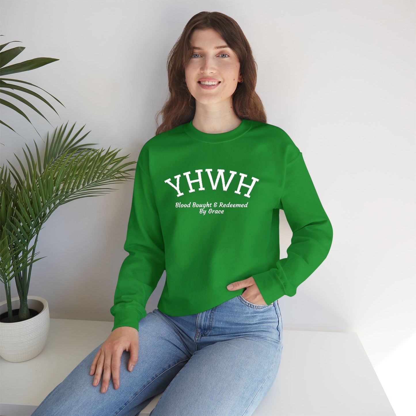 YHWH Scripture Crewneck Sweatshirt — Faith-Based Christian Pullover