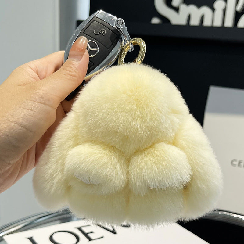 Cute Rex Rabbit Fur Mini Bag Plush Keychain