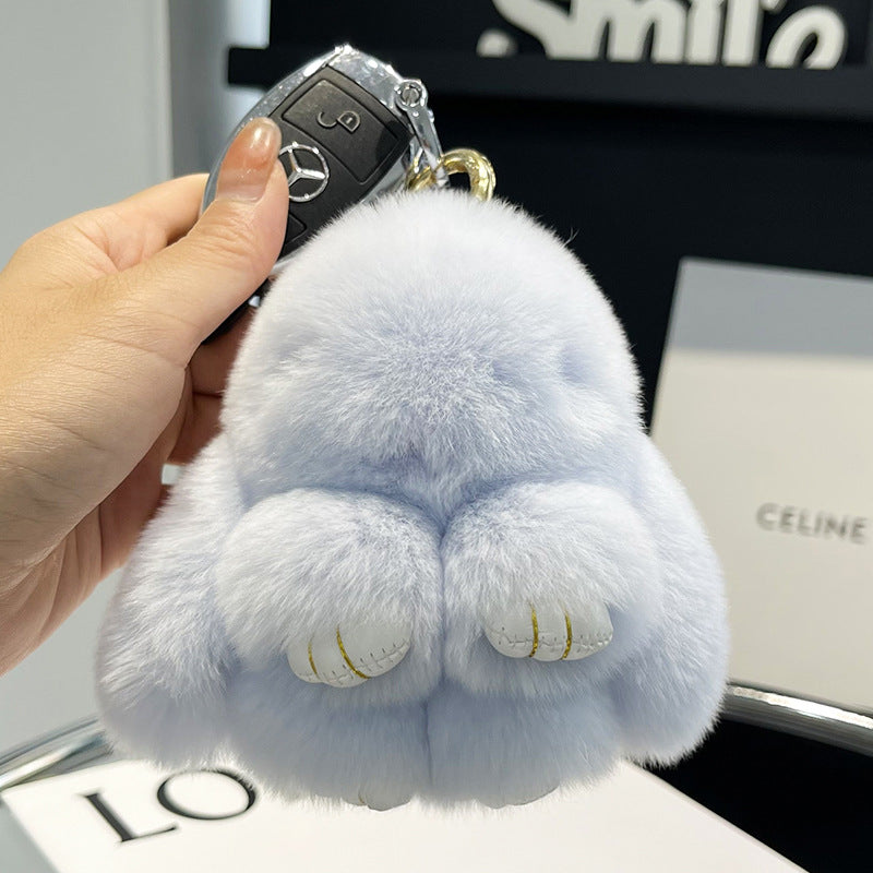 Cute Rex Rabbit Fur Mini Bag Plush Keychain
